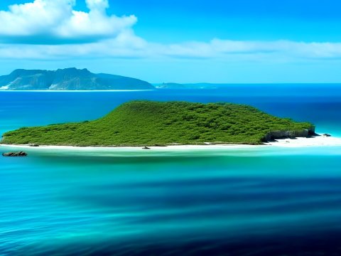 Serene Tropical Island Surrounded by Clear Blue Waters