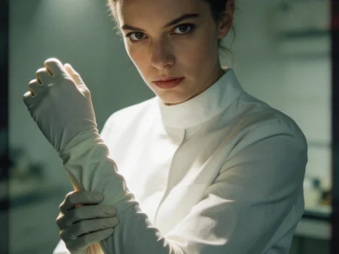 Serious Doctor Preparing for Medical Exam