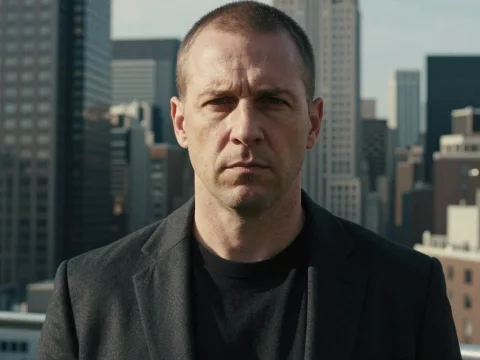 Serious Man in Urban Cityscape