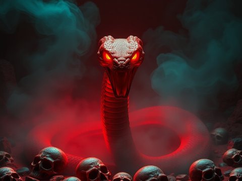 Serpent of the Summoning Floor with Glowing Eyes