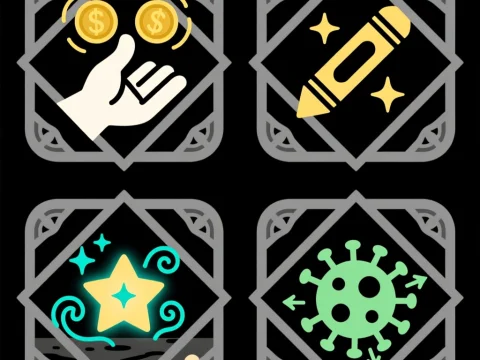 Set of Occult Game UI Icons with Magical and Symbolic Elements