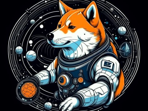 Shiba Inu Astronaut in Space Suit with Cosmic Background