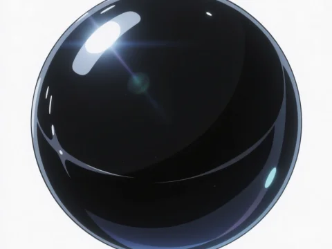 Shiny Black Sphere with Reflective Highlights