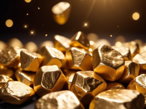 Shiny Golden Nuggets Glowing Under Warm Light