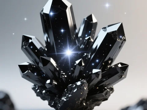 Shiny Metallic Black Crystal Cluster Macro