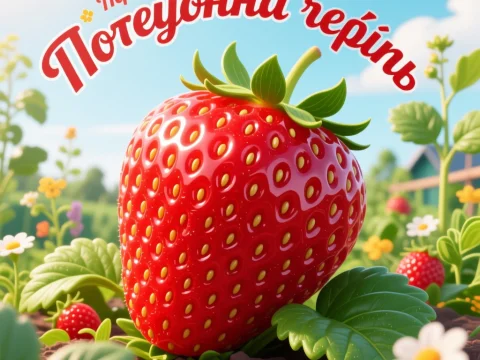 Shiny Strawberry in a Vibrant Garden