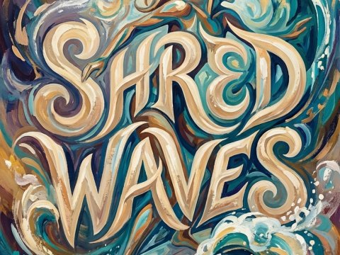 Shred Waves Surfing Typography Art