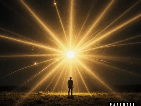 Silhouette Facing Radiant Golden Light Burst