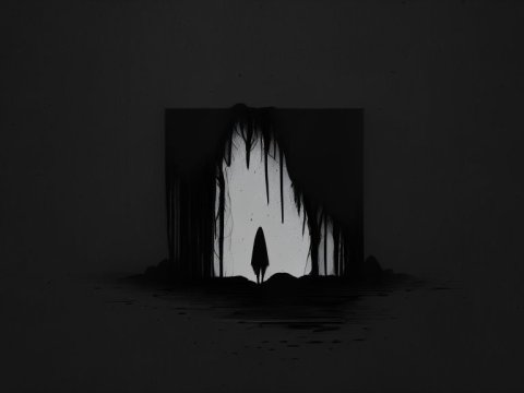 Silhouette in a Dark Cave Entrance
