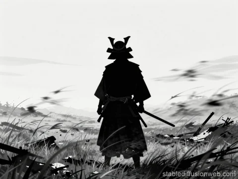 Silhouette of Samurai in Sengoku Ruins