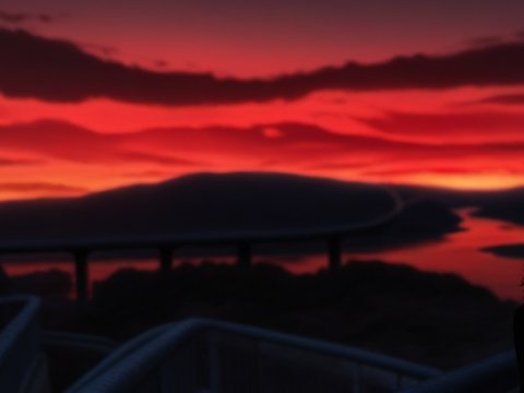 Silhouette Watching a Fiery Sunset Over a River Valley