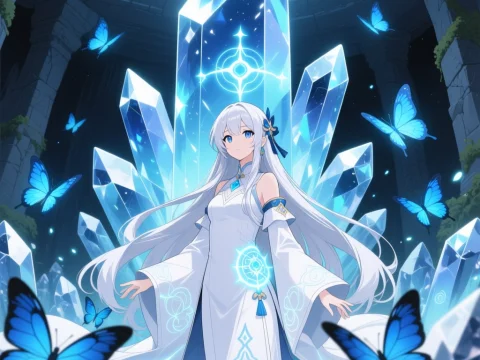 Silver-Haired Sorceress in Crystal Sanctuary