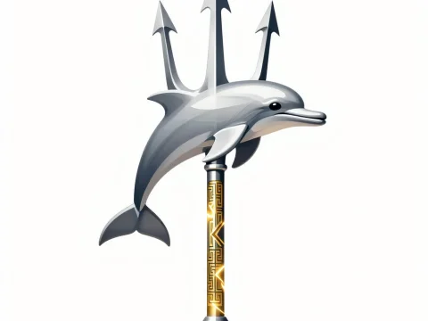 Silver Trident with Dolphin Design