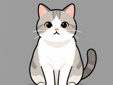 Simple Cute Cat Illustration