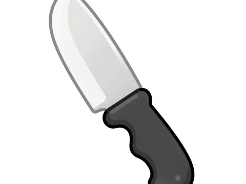 Simple Illustration of a Kitchen Knife with Black Handle