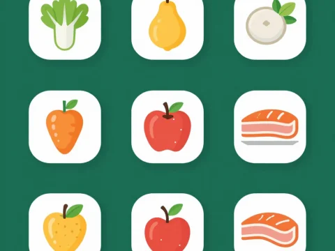 Simple Nutritional Food Icons Set