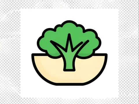 Simple Vegetarian Dish Icon with Broccoli
