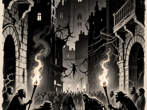 Sinister Gathering in an Ancient Gothic City
