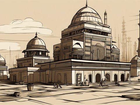 Sketch of a Historic Mosque with Minarets