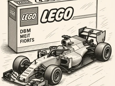 Sketch of LEGO Formula 1 Car with Packaging