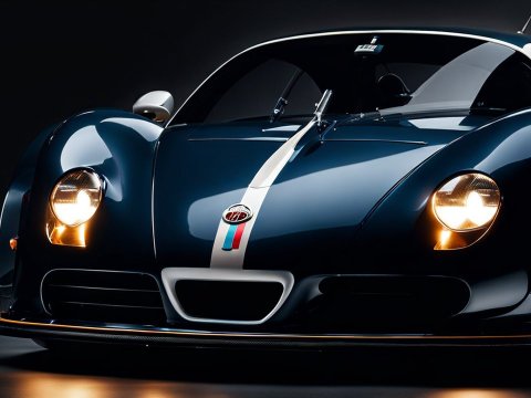 Sleek Bugatti x Porsche 812 Sports Car Front View