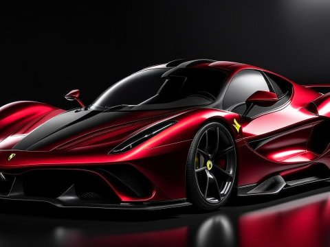 Sleek Red and Black Carbon Fiber Sports Car