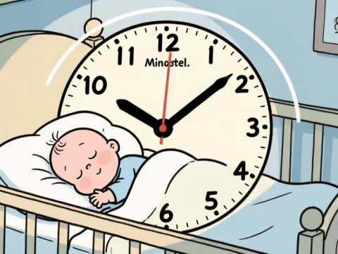Sleeping Baby with Sleep Cycle Clock Illustration