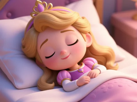 Sleeping Princess in Cozy Bed
