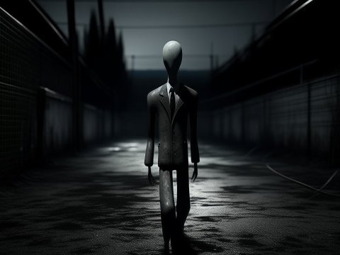 Slender Man in Dark Alley
