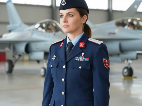 Slovakian Female Group Captain in Military Uniform