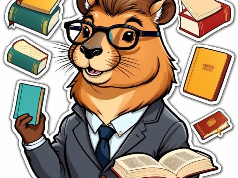 Smart Capybara in Suit Holding Books Illustration