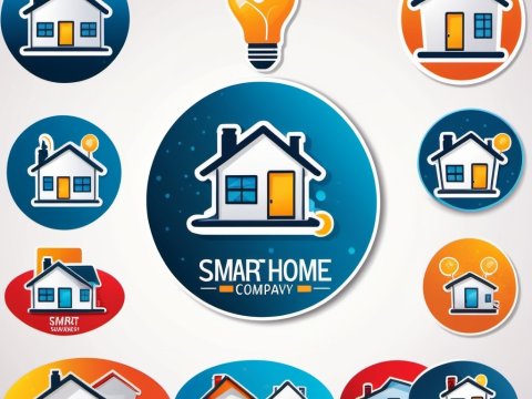 Smart Home Company Logo Collection with Light Bulb Icon