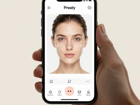Smartphone Beauty App Facial Analysis Interface