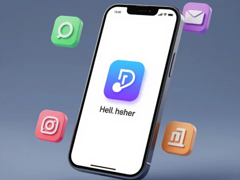 Smartphone with Floating App Icons in 3D Render
