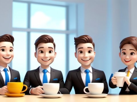 Smiling Business Team Enjoying Coffee Break