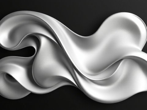 Smooth Metallic Abstract Sculpture in Silver