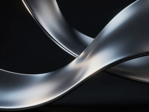 Smooth Metallic Ribbons on Dark Background