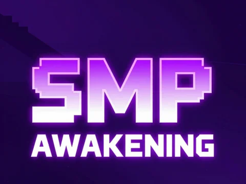 SMP Awakening Neon Pixel Art Logo