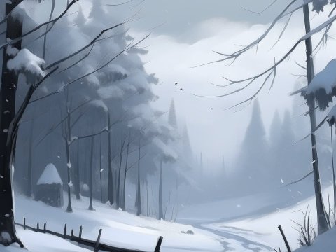 Snowy Forest Path in Winter