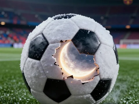 Soccer Ball with a Glowing Crescent Moon Inside