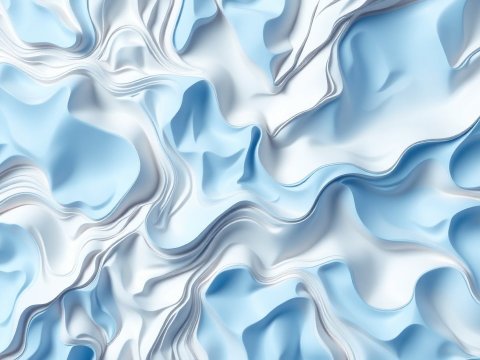 Soft Blue and White Abstract Fluid Waves