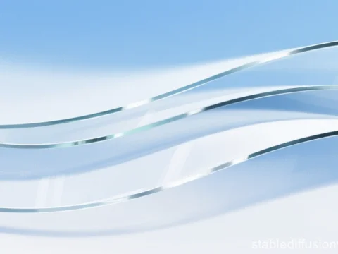 Soft Glass Abstract Waves on Light Blue Background