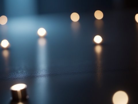 Soft Glowing Lights on Dark Surface with Bokeh Effect