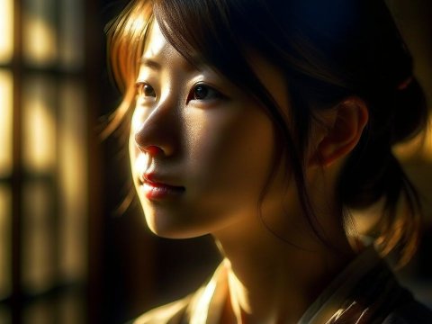 Softly Lit Portrait of a Young Woman by Window