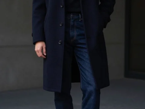 Sophisticated 70s Revival Menswear with Dark Overcoat