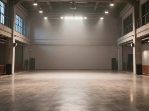Spacious Industrial Dance Hall with Polished Concrete Floor