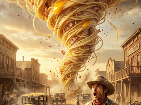 Spaghetti Tornado Hits Old Western Town