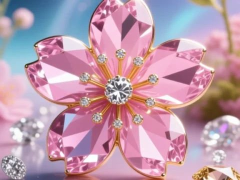 Sparkling Pink Diamond Flower in Dreamy Fantasy Setting