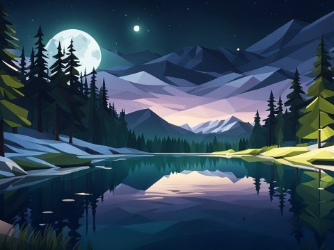 Spring Night in a Boreal Forest by a Lake