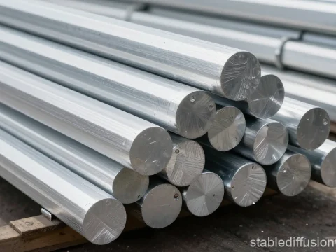 Stacked Aluminum Billets Ready for Manufacturing